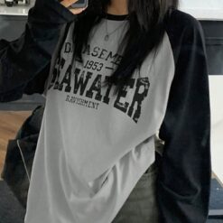 Alternative view of Women's Letter Print Long Sleeve Raglan Casual Tee
