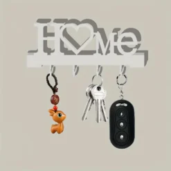 Home shaped key holder with four wall hooks for keys