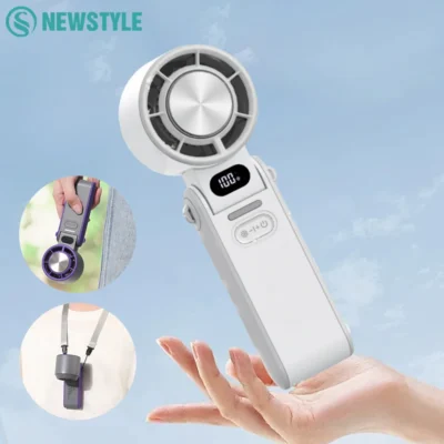 Portable rechargeable handheld fan with high-speed cooling airflow.