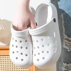Hollow out closed toe sandals with soft non-slip bottom.