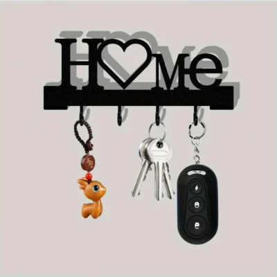 Home shaped key holder with four wall hooks for keys