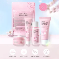 Complete skincare set with cleanser serum eye cream essence