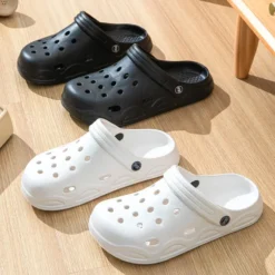 Hollow out closed toe sandals with soft non-slip bottom.